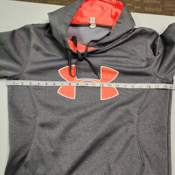 Under Armour Loose Slate Gray Big Logo Long Sleeve Hooded Sweatshirt Size Medium - Picture 11 of 13